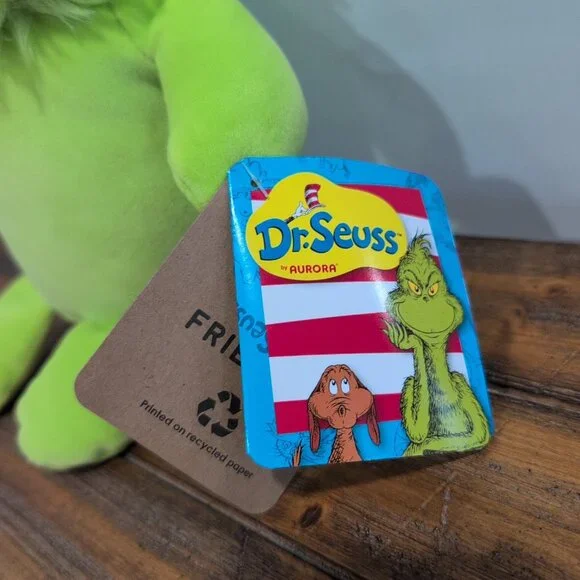 NWT Aurora Dr. Seuss Squishy Grinch Green Soft Plush Stuffed Animal Toy Holiday - Picture 2 of 7